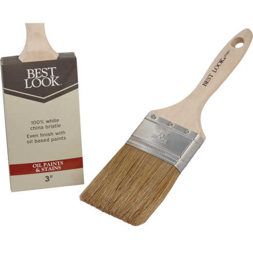 Best Look 3 In. Flat White Natural China Bristle Paint Brush