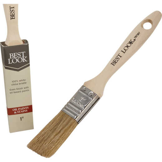 Best Look 1 In. Flat White Natural China Bristle Paint Brush